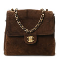 Suede Quilted CC Shoulder Bag Brown