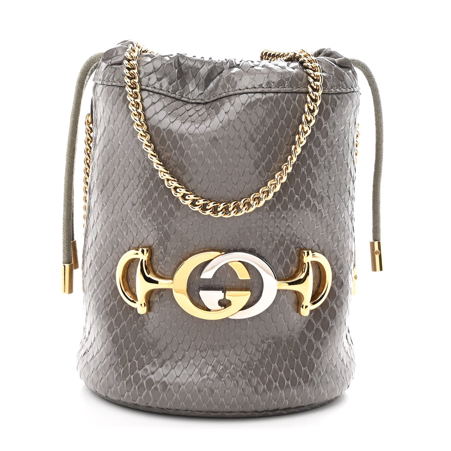Snakeskin Mini Zumi Bucket Bag Dusty Grey