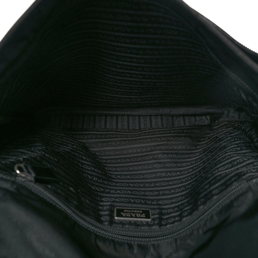 Tessuto Nylon Saffiano Single Snap Buckle Flap Messenger Bag Black