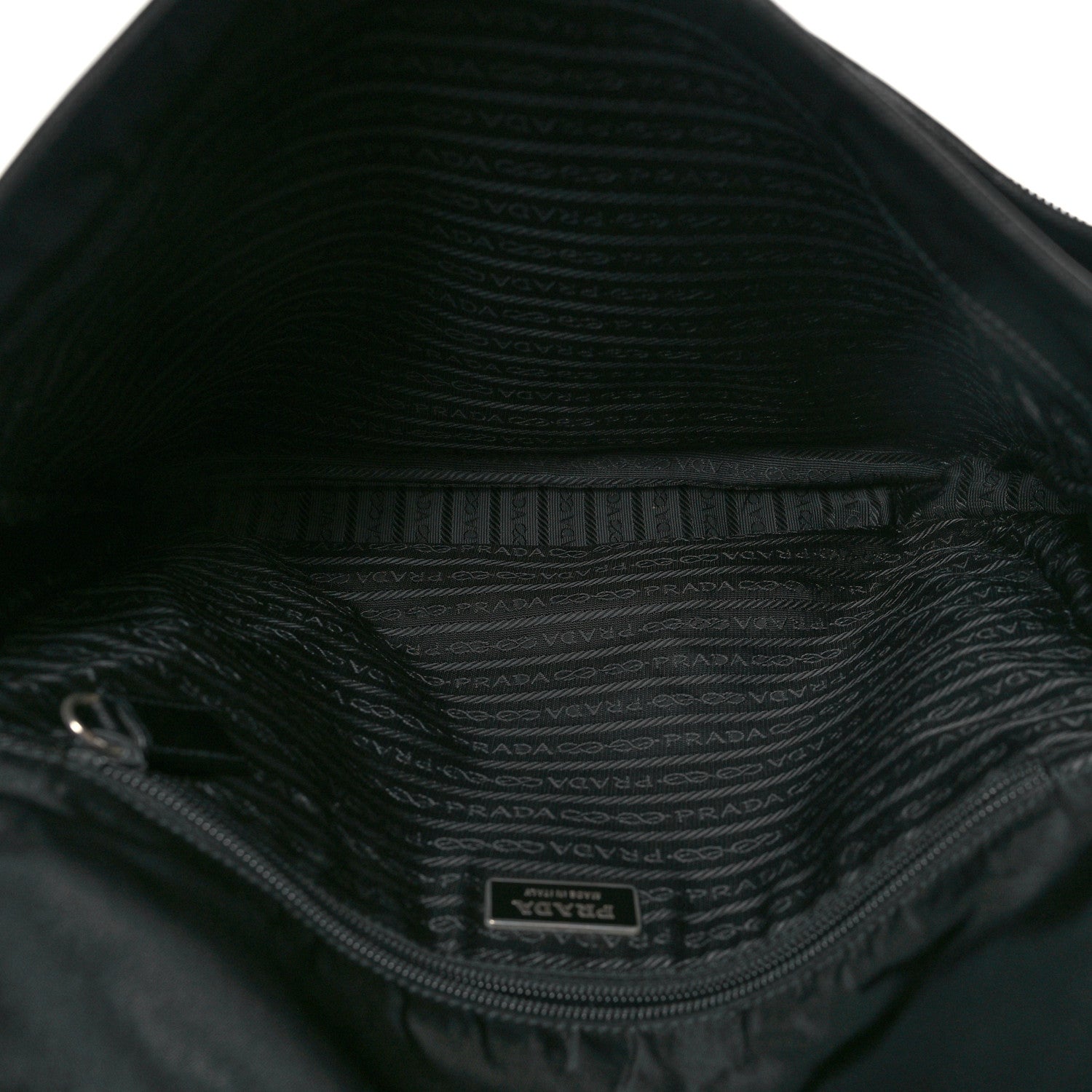 Tessuto Nylon Saffiano Single Snap Buckle Flap Messenger Bag Black