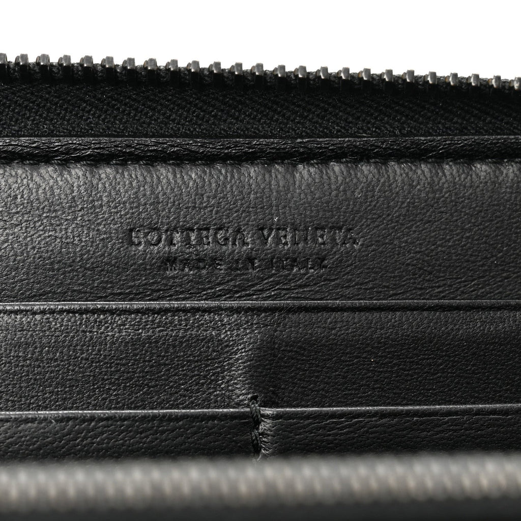 Nappa Intrecciato Zip Around Wallet Black