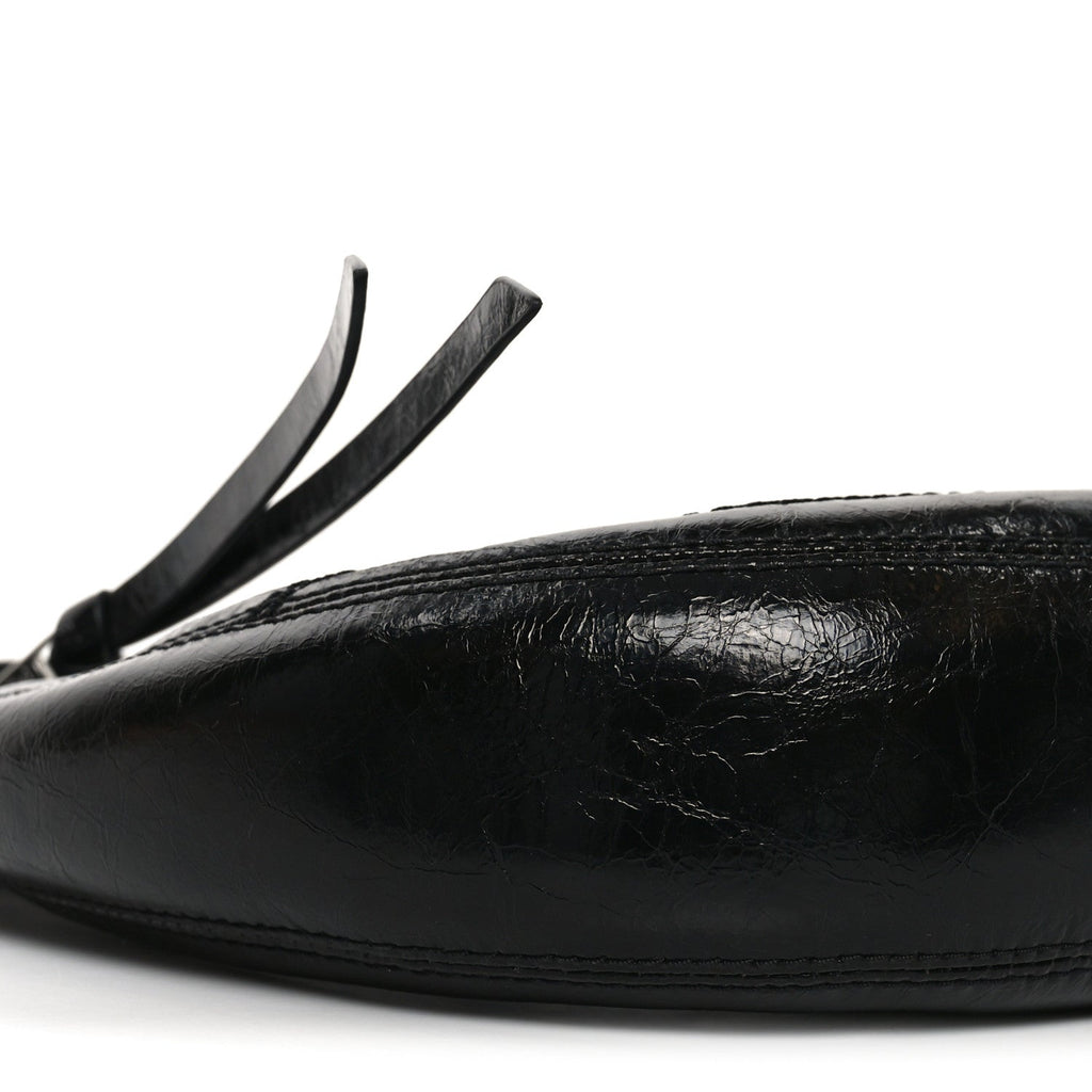 Crinkled Calfskin Crusier Crescent Bag Black