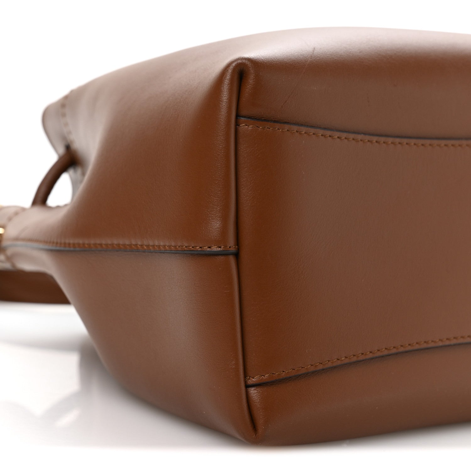 Smooth Shiny Calfskin Bon Bon Bucket Bag Dark Tan