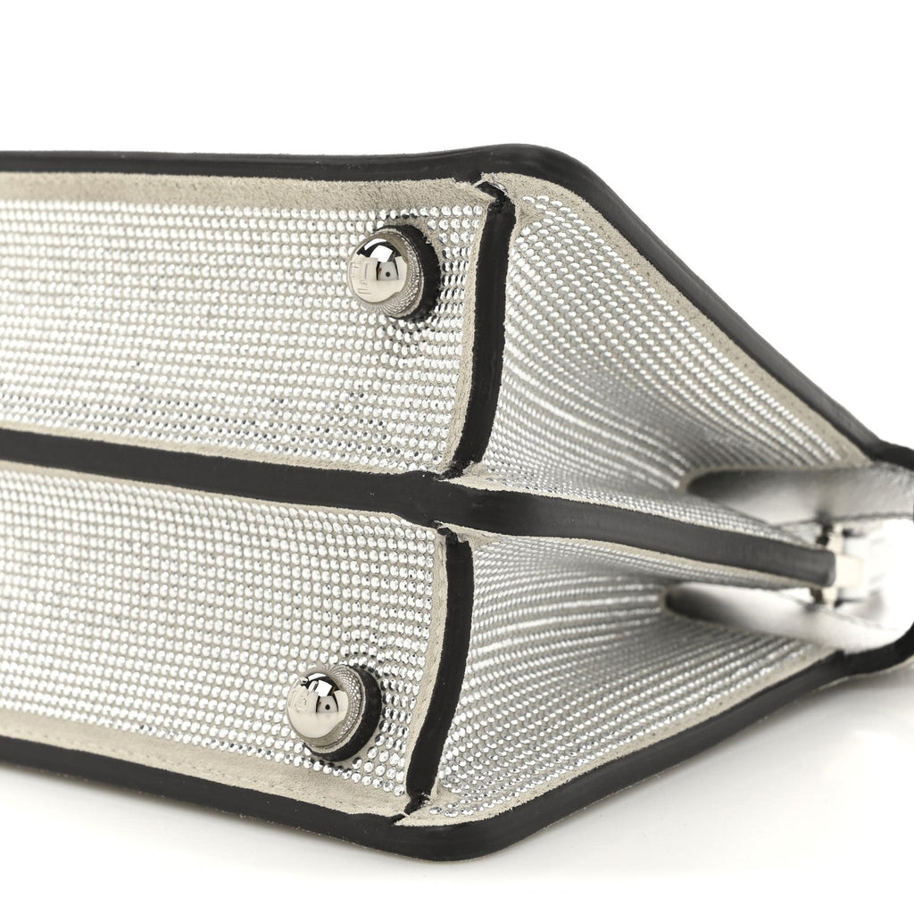 Crystal Vitello Laminato FF Petite Peekaboo I SEE U Satchel Crystal Argento