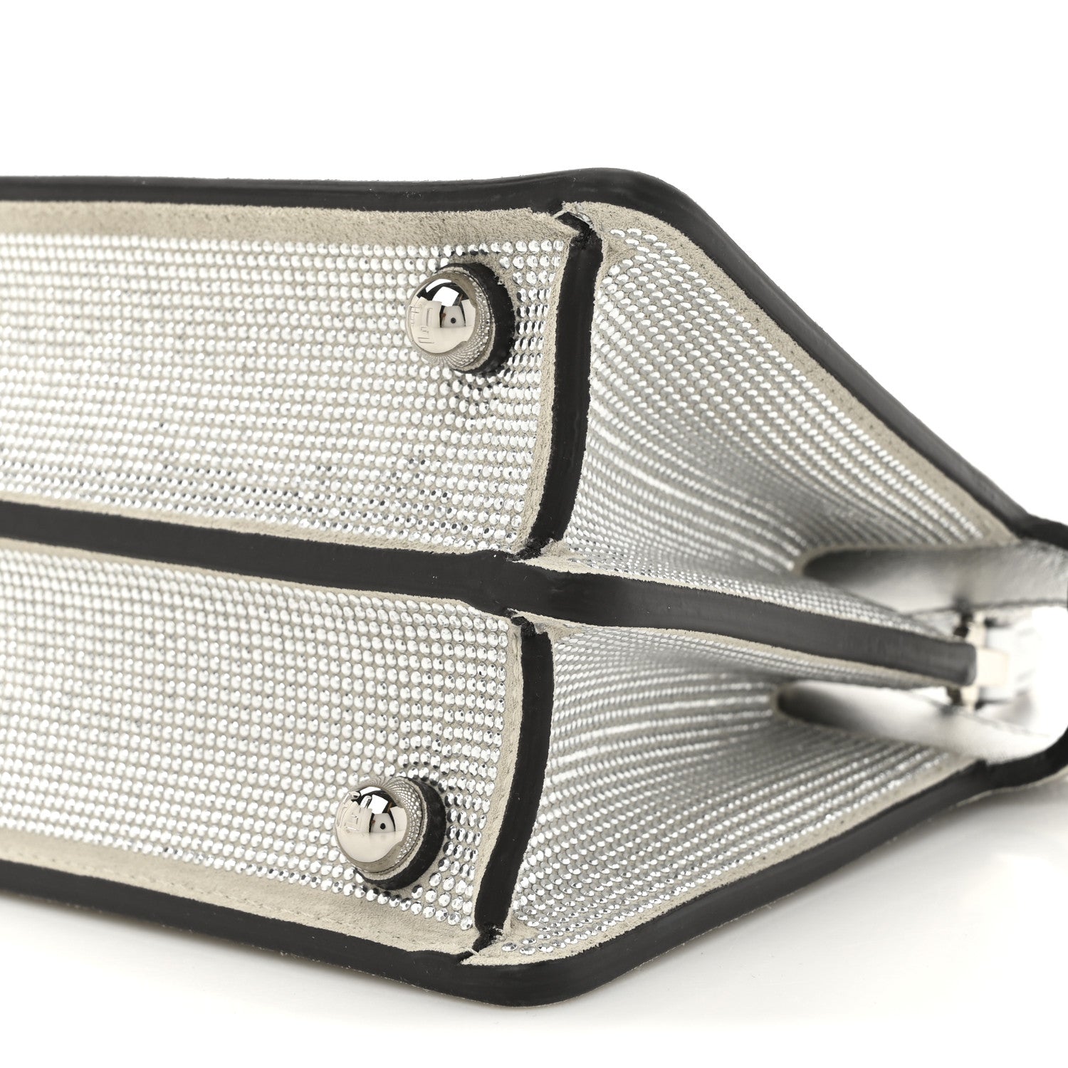 Crystal Vitello Laminato FF Petite Peekaboo I SEE U Satchel Crystal Argento