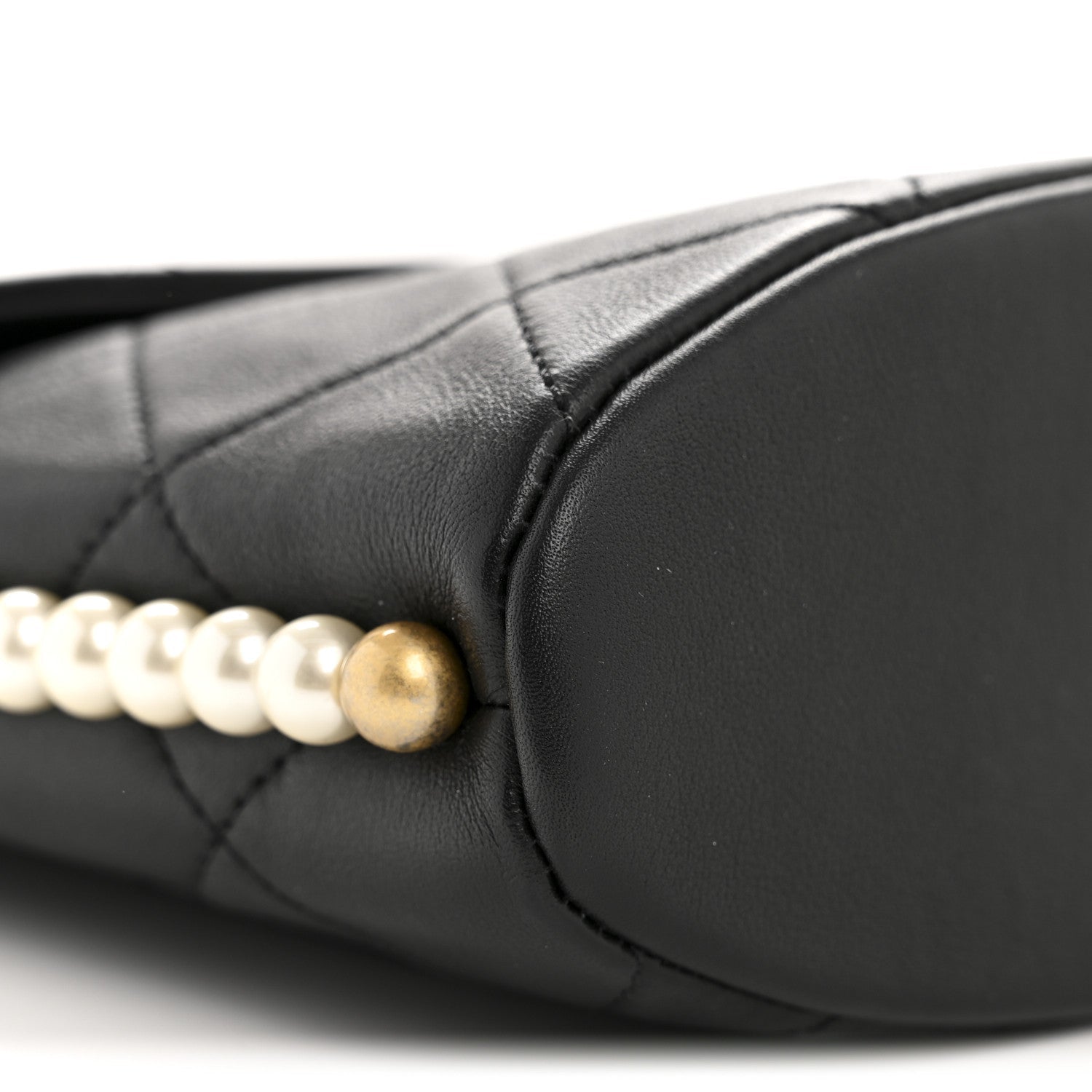 Calfskin Quilted Pearl Small About Pearls Hobo Bag Black