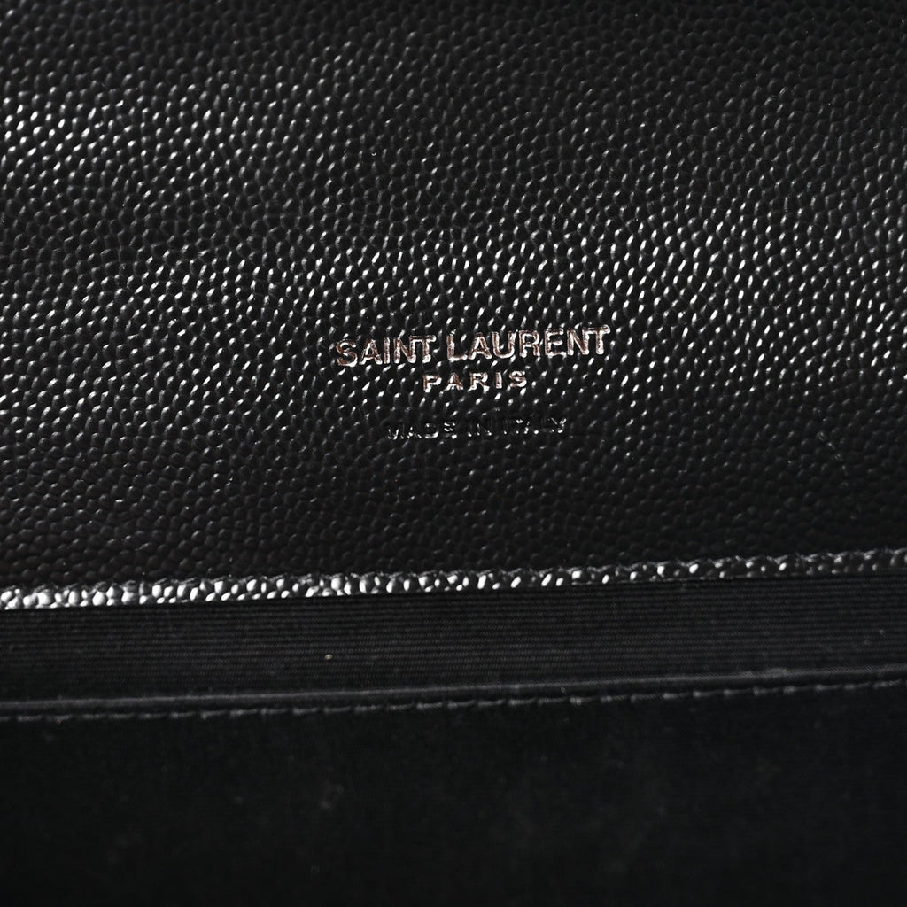 Grain De Poudre Matelasse Chevron Monogram Monochrome Envelope Clutch Black