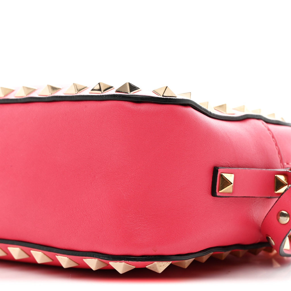 Calfskin Rockstud Camera Crossbody Bag Deep Rose