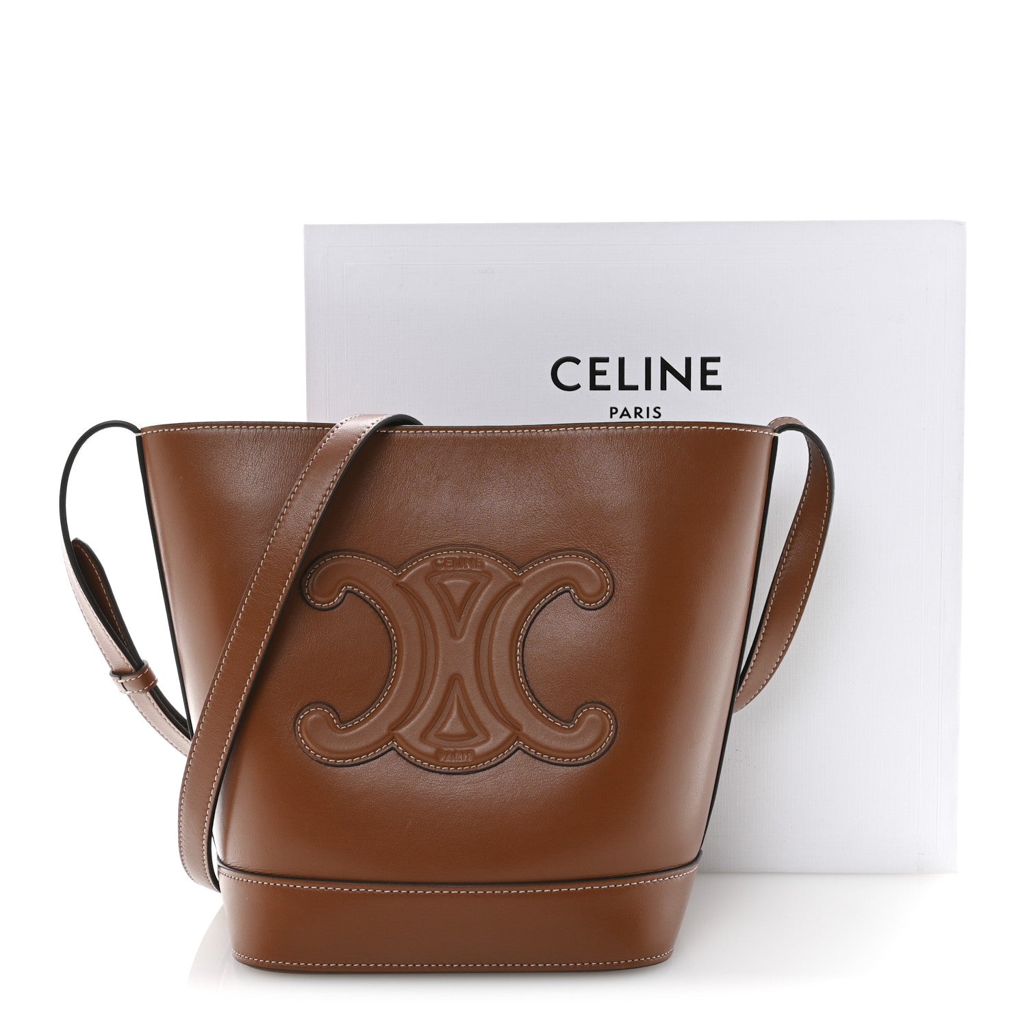 Smooth Calfskin Small Cuir Triomphe Bucket Bag Tan