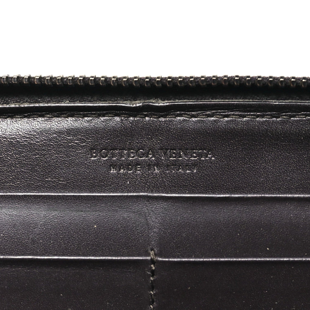 Nappa Intrecciato Zip Around Wallet Ebano