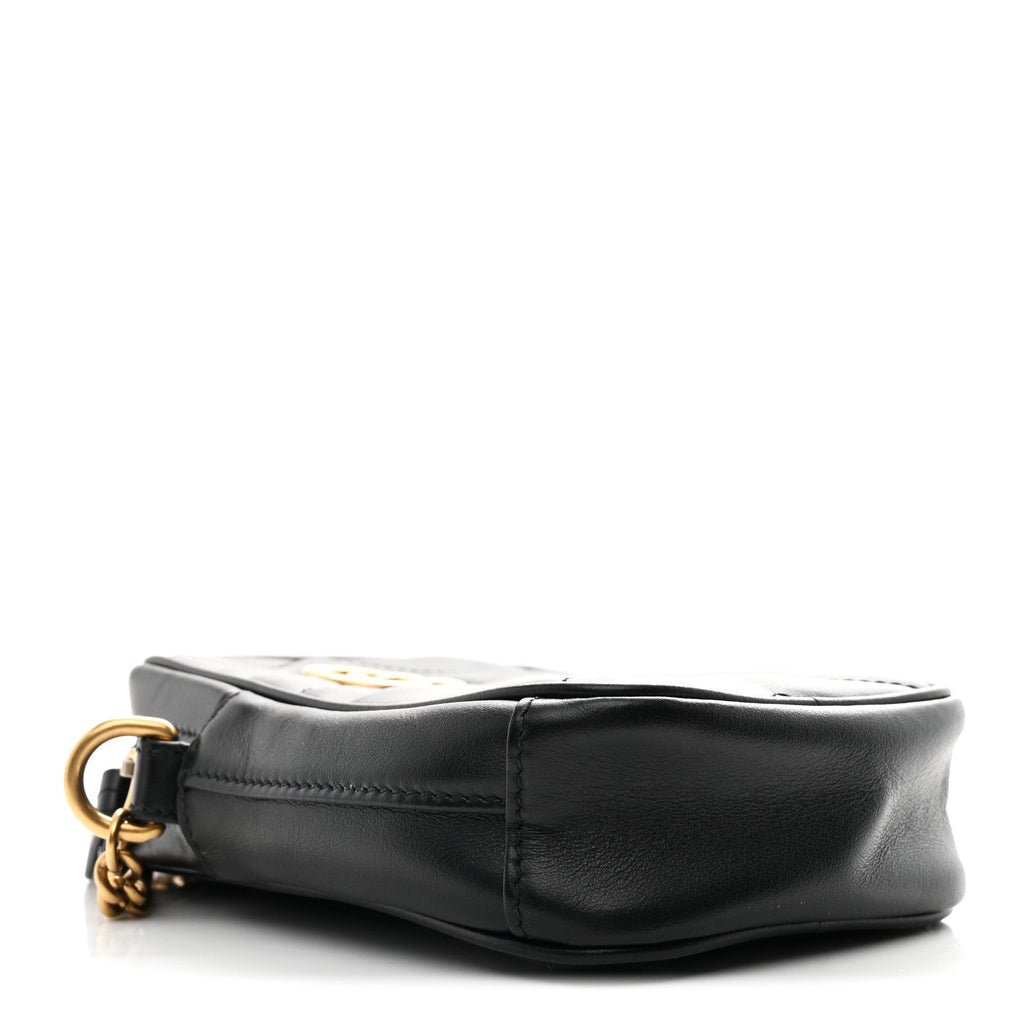 Calfskin Matelasse Mini GG Marmont Crossbody Bag Black