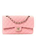 Caviar Quilted Medium Double Flap Light Pink