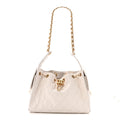 Caviar Quilted Small Chanel 25 Handbag White