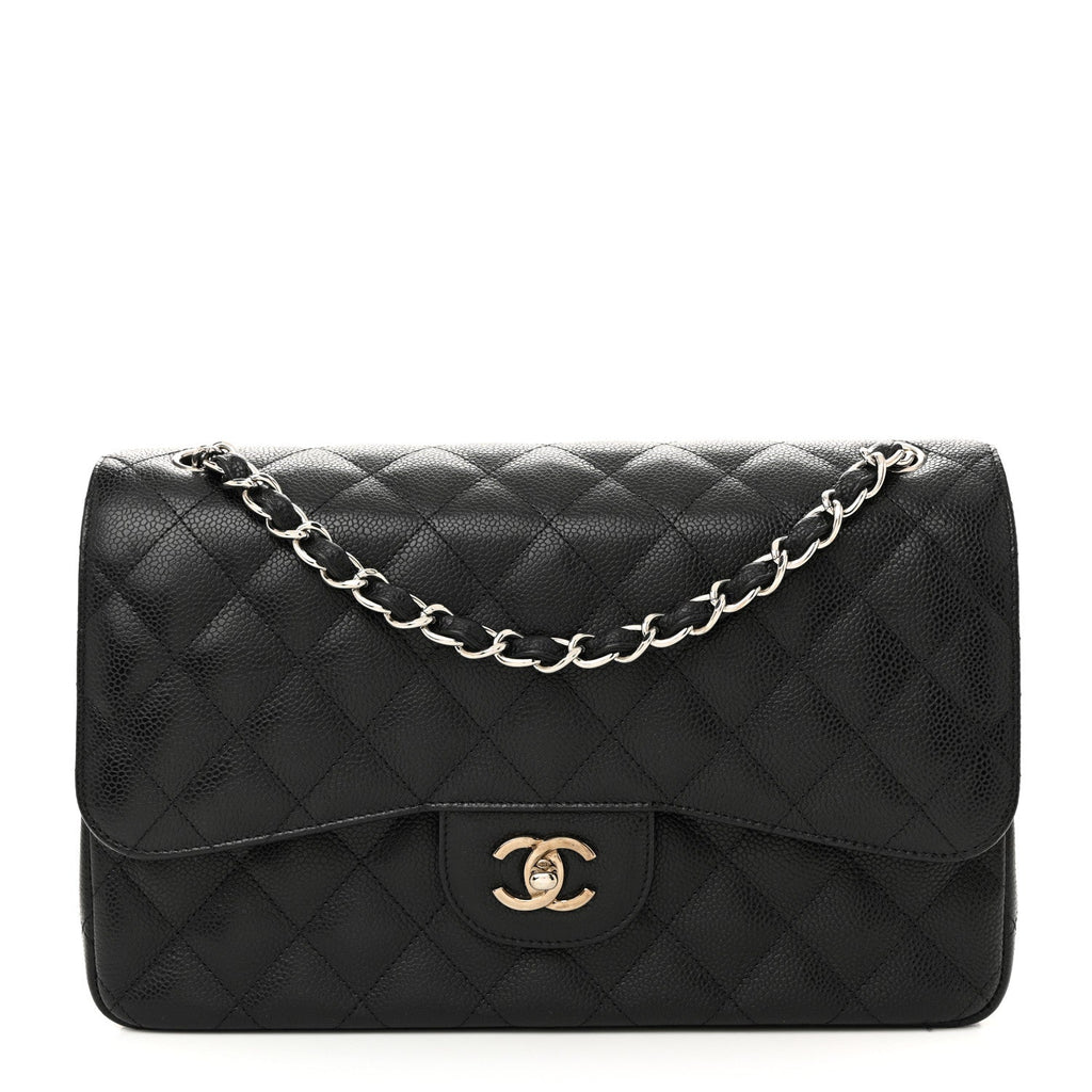 Caviar Quilted Jumbo Double Flap Black