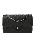 Caviar Quilted Jumbo Double Flap Black