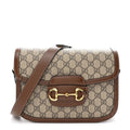 GG Supreme Monogram Horsebit 1955 Shoulder Bag Beige Brown Sugar
