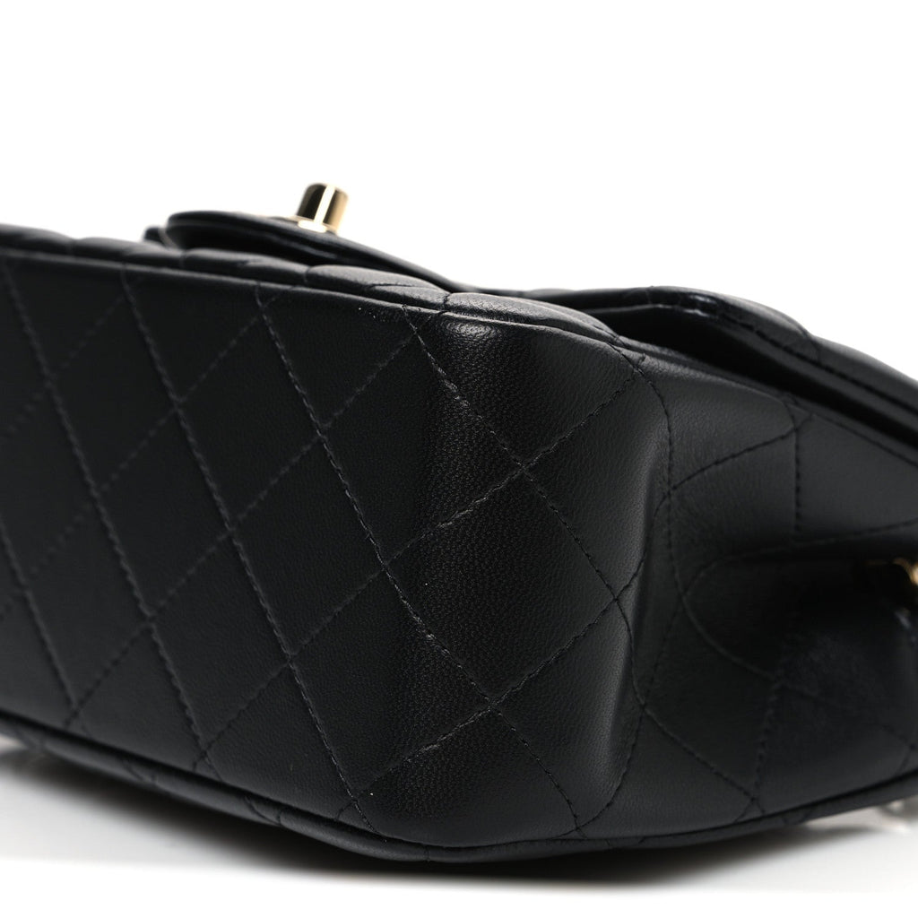 Lambskin Quilted Mini Square Flap Black