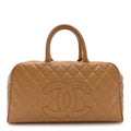 Caviar Quilted Large Bowler Bag Beige