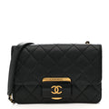 Sheepskin Quilted Mini Beauty Lock Flap Black