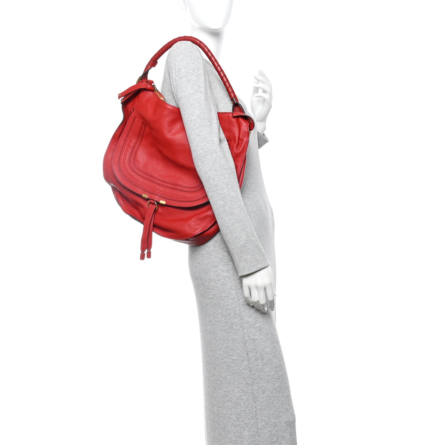 Calfskin Large Marcie Hobo Red