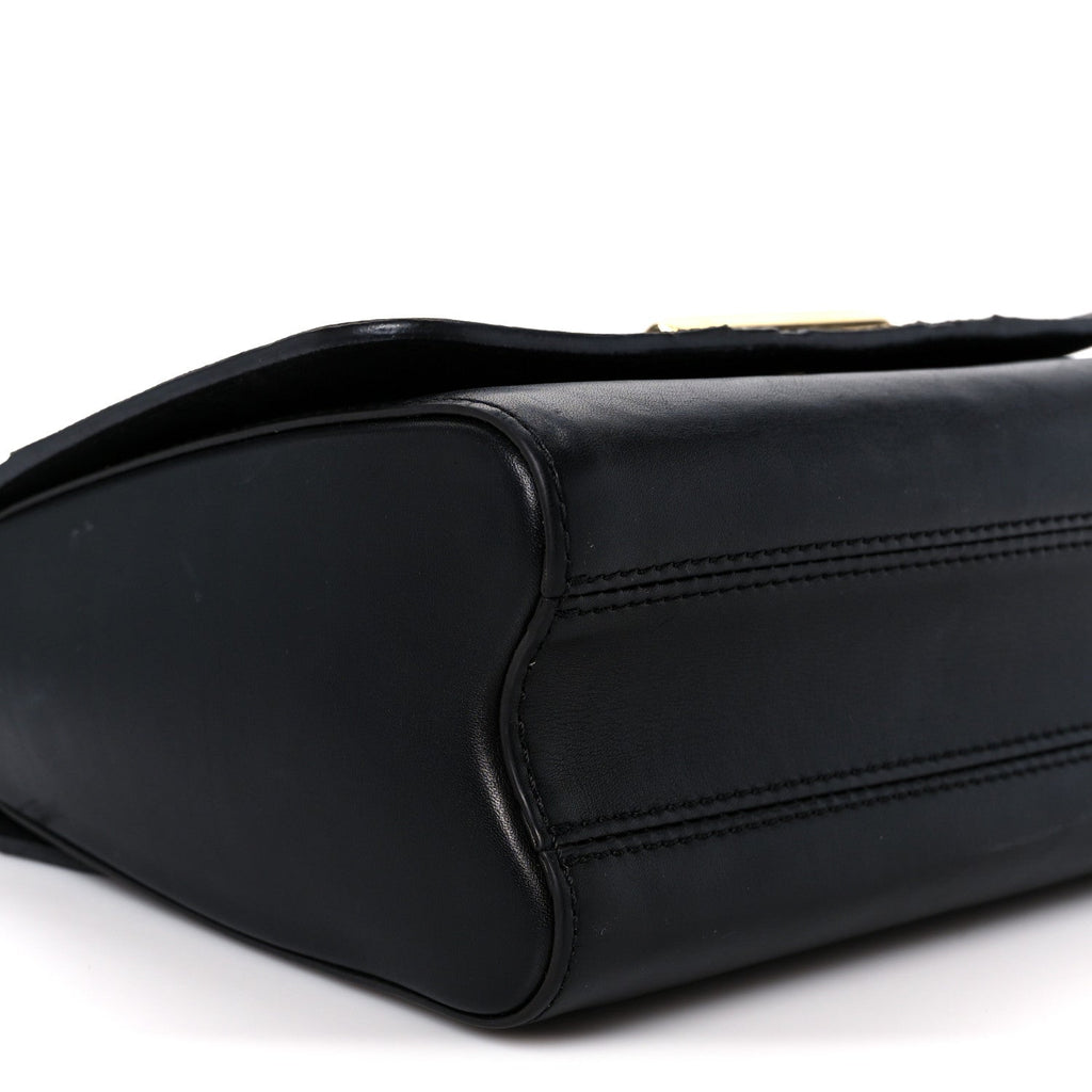 Veau Satin Monogram Twist Shoulder Bag MM Black