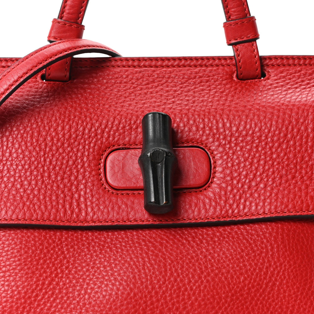 Cellarius Calfskin Small Bamboo Daily Top Handle Bag Hibiscus Red