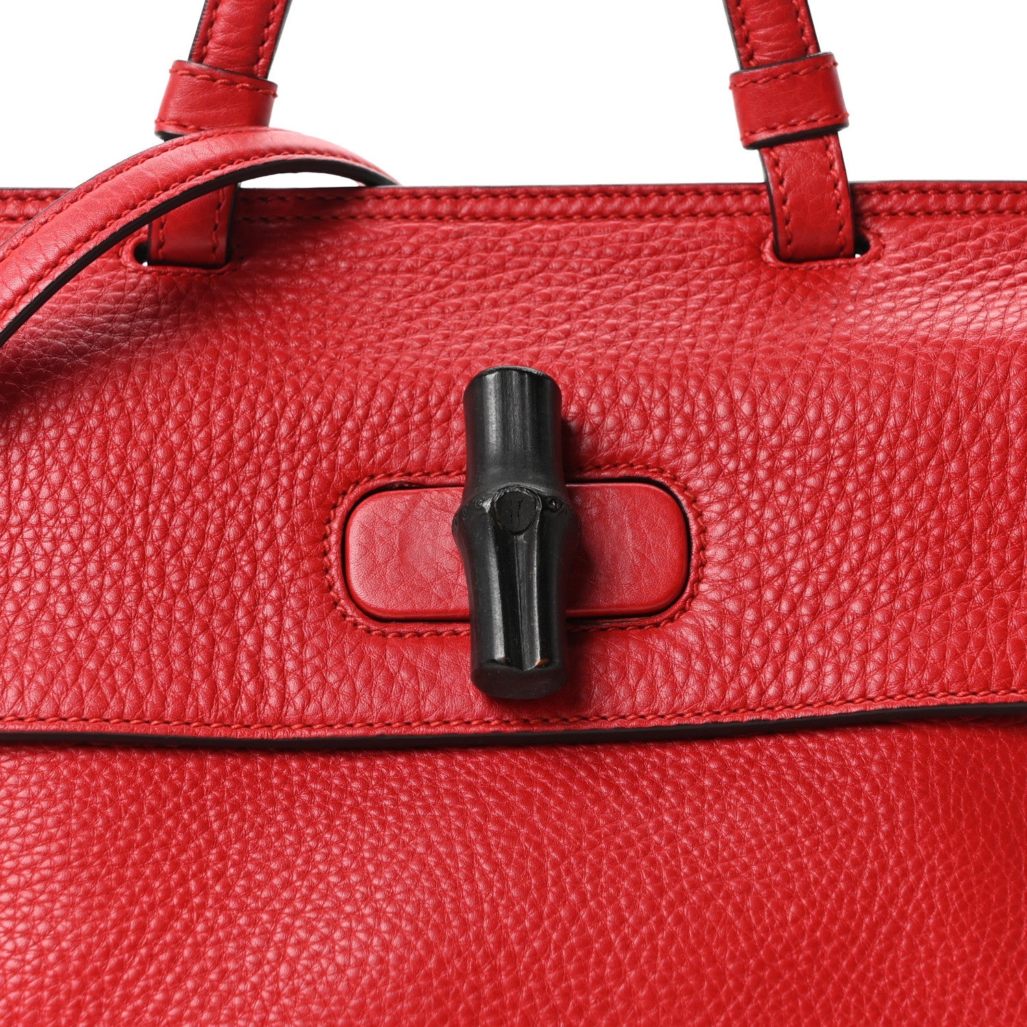 Cellarius Calfskin Small Bamboo Daily Top Handle Bag Hibiscus Red