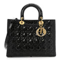 Patent Cannage Large Lady Dior Black