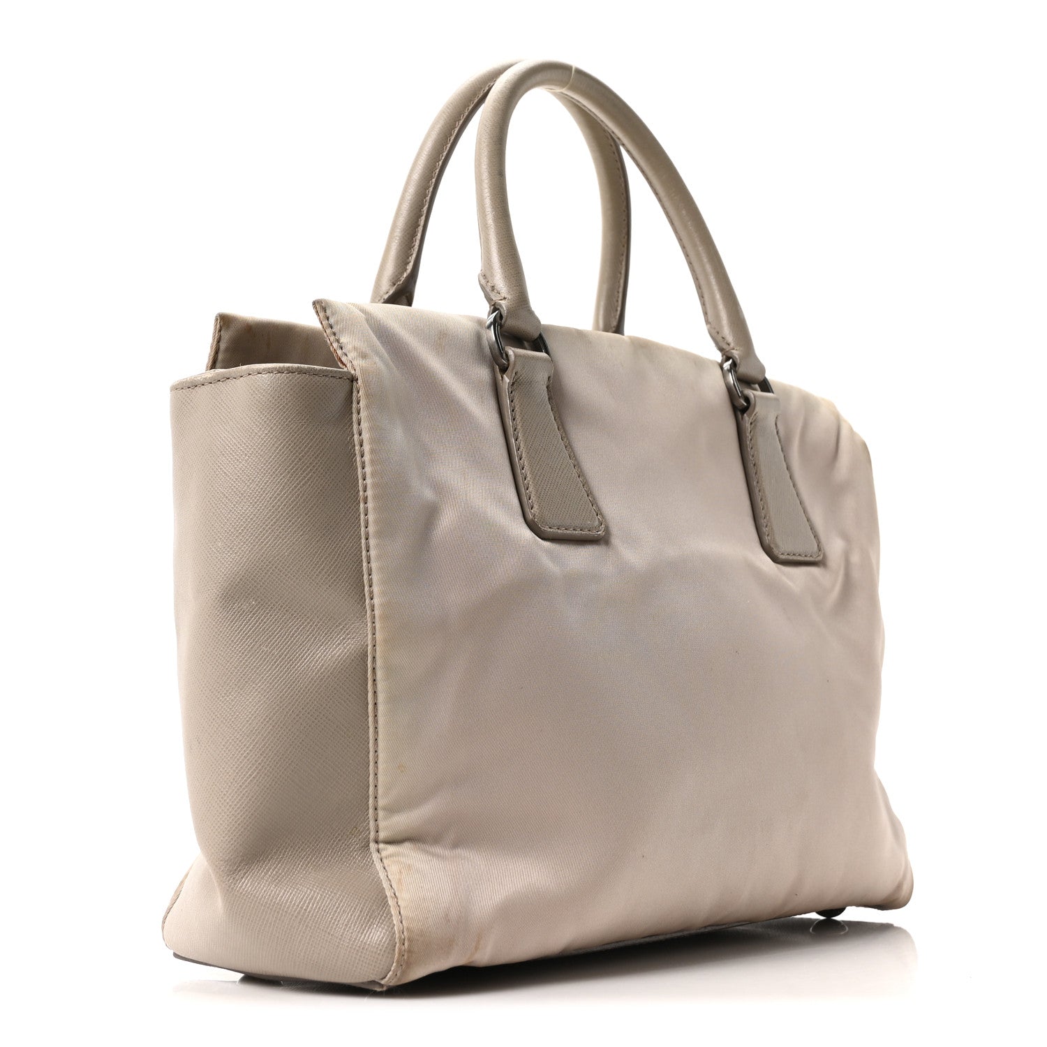 Nylon Saffiano Bi-Color Tote Grey