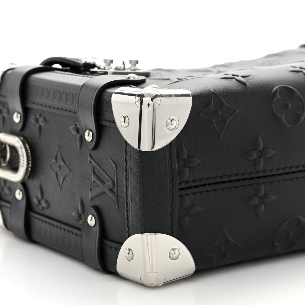 Calfskin Debossed Monogram Side Trunk Black