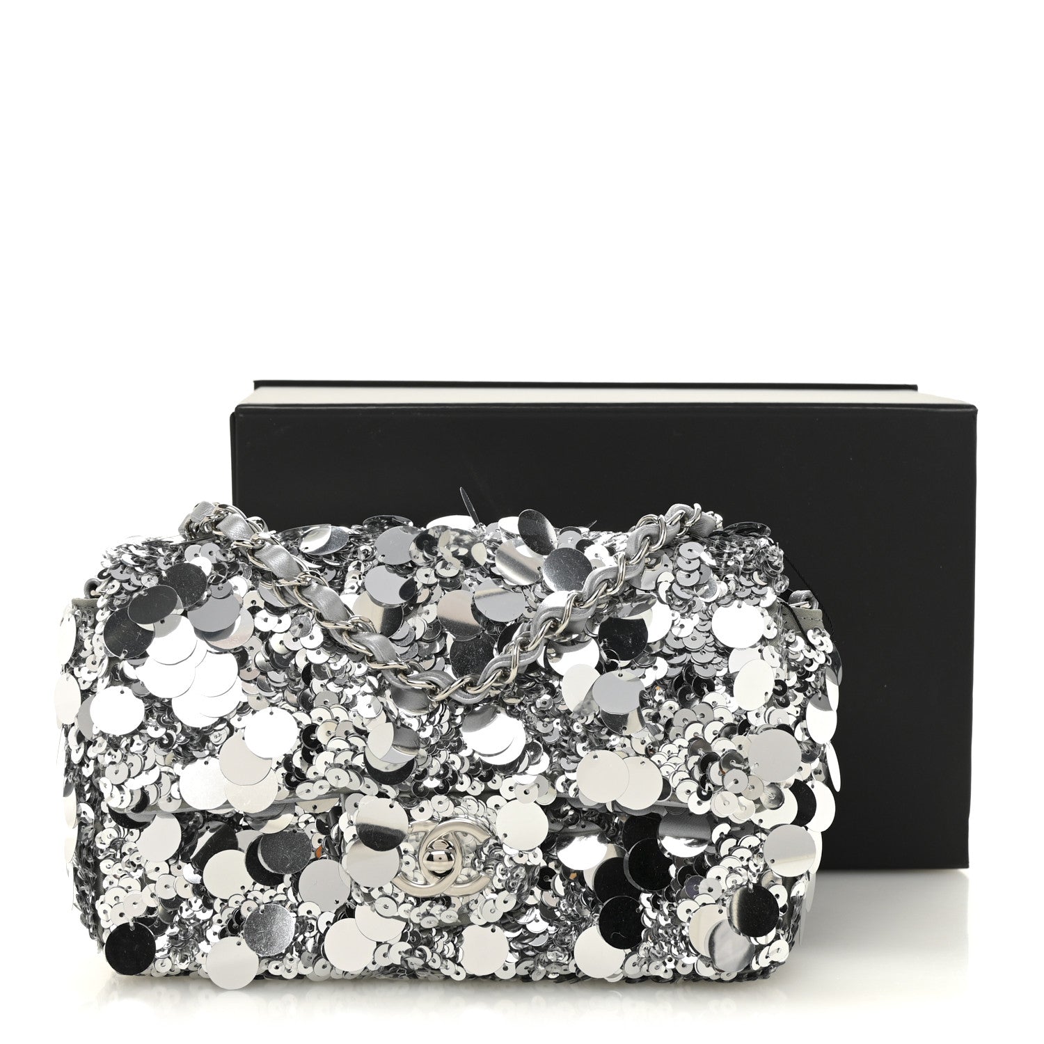 Sequin Mini Rectangular Flap Silver