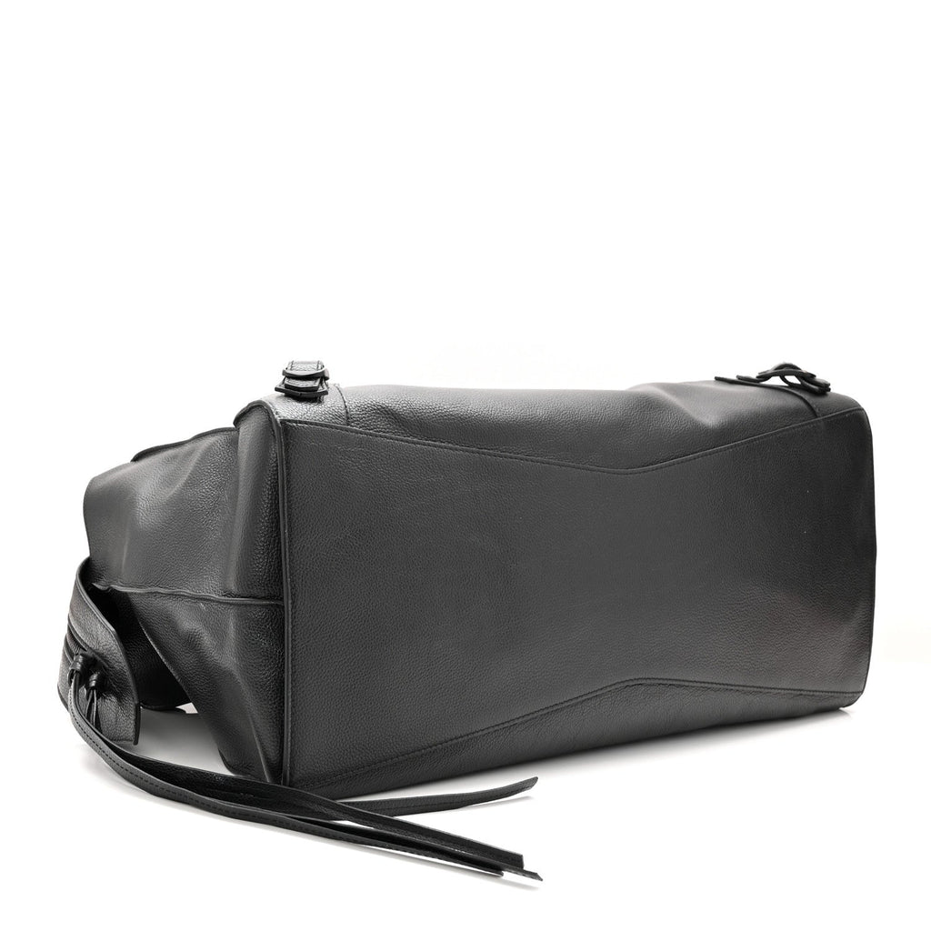 Grained Calfskin Neo Classic Black Hardware Large Top Handle Bag Black