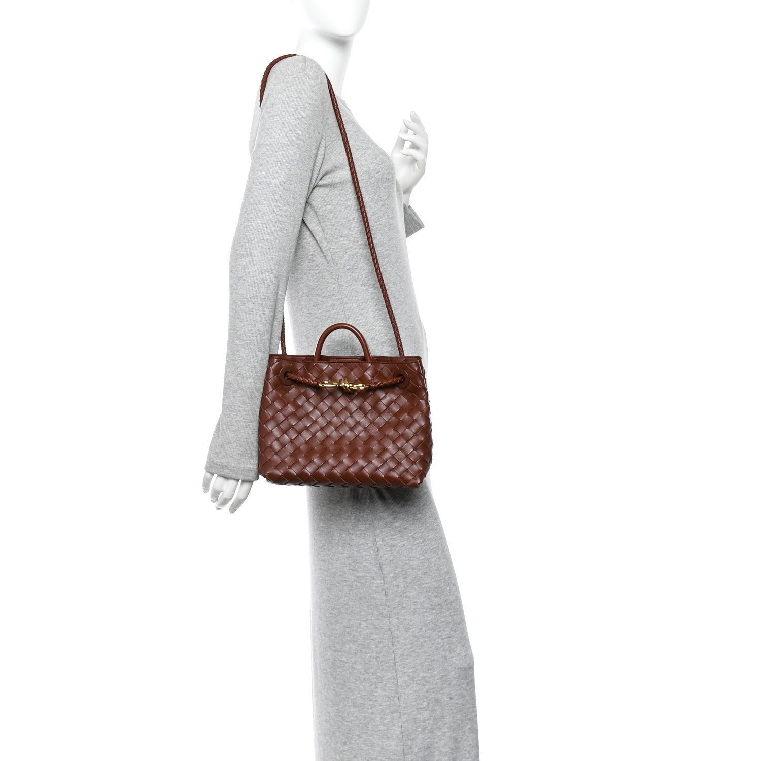 Nappa Intrecciato Small Andiamo Shoulder Bag Sapele