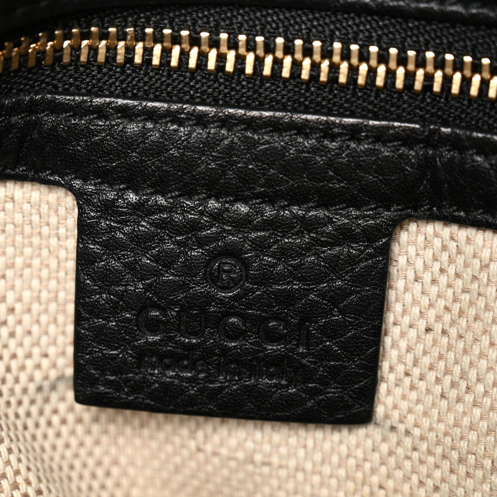 Pebbled Calfskin Small Soho Shoulder Bag Black
