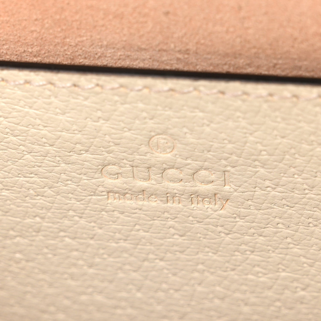 GG Supreme Monogram Textured Calfskin Web Small Ophidia Chain Shoulder Bag Beige Ebony Mystic White