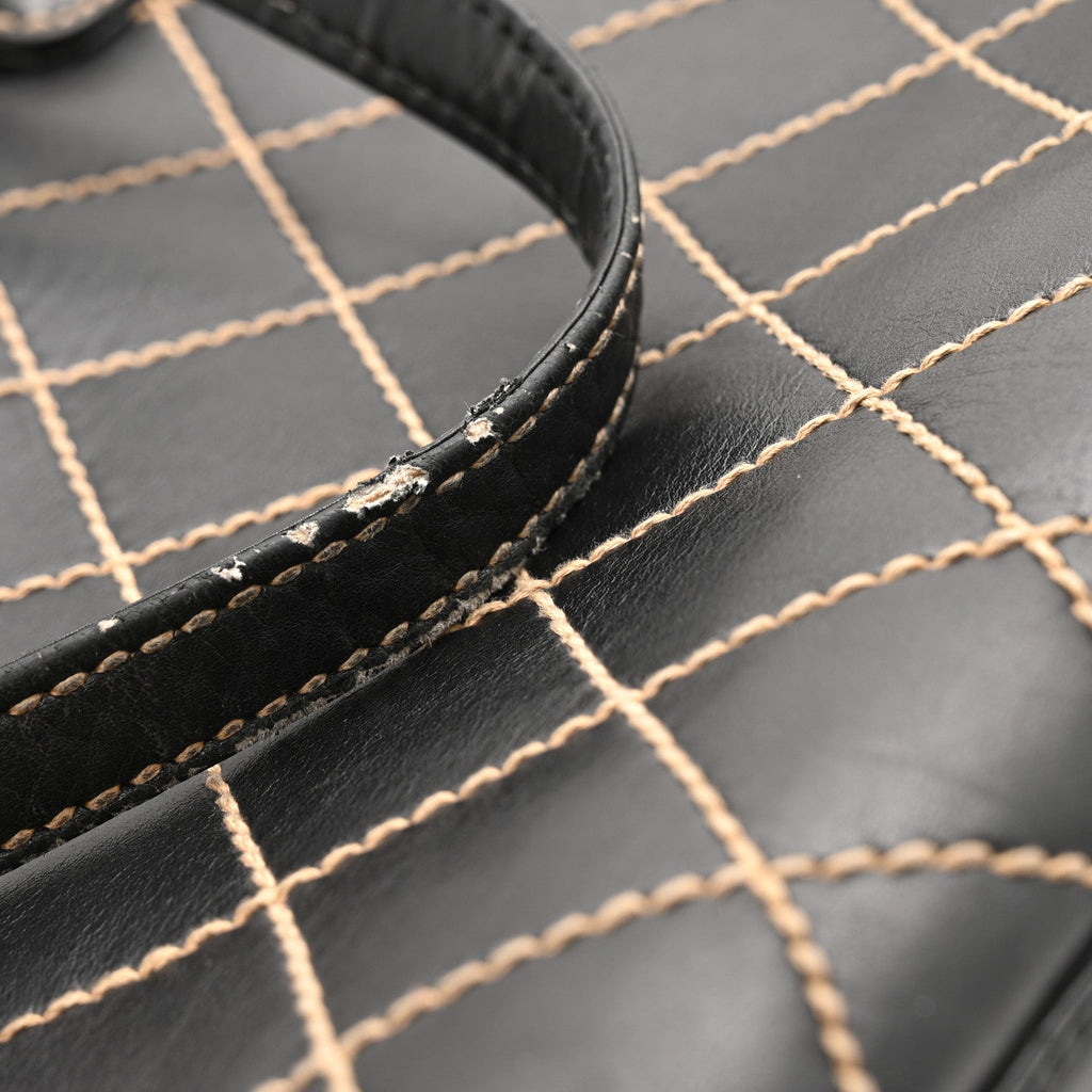 Calfskin Wild Stitch Large Tote Black