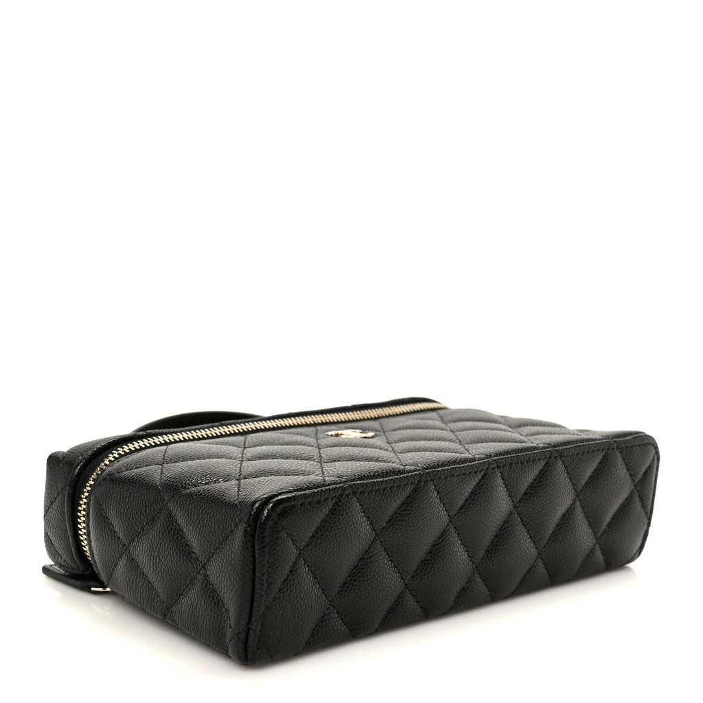 Caviar Quilted Top Handle Slim Vanity With Chain Black