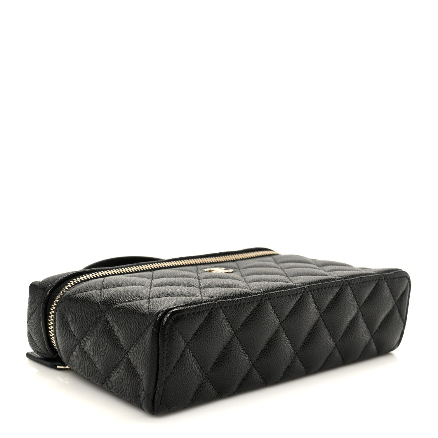 Caviar Quilted Top Handle Slim Vanity With Chain Black