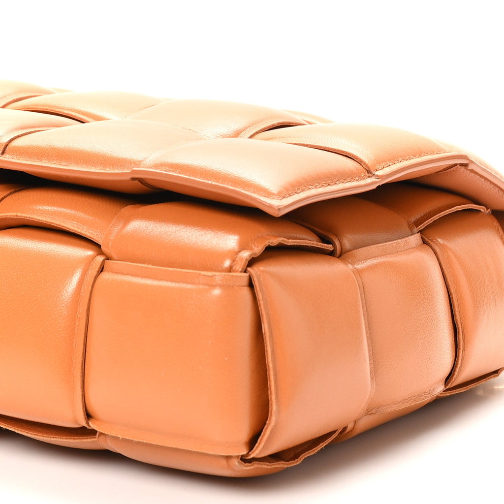 Lambskin Maxi Intreccio Padded Chain Cassette Crossbody Bag Clay