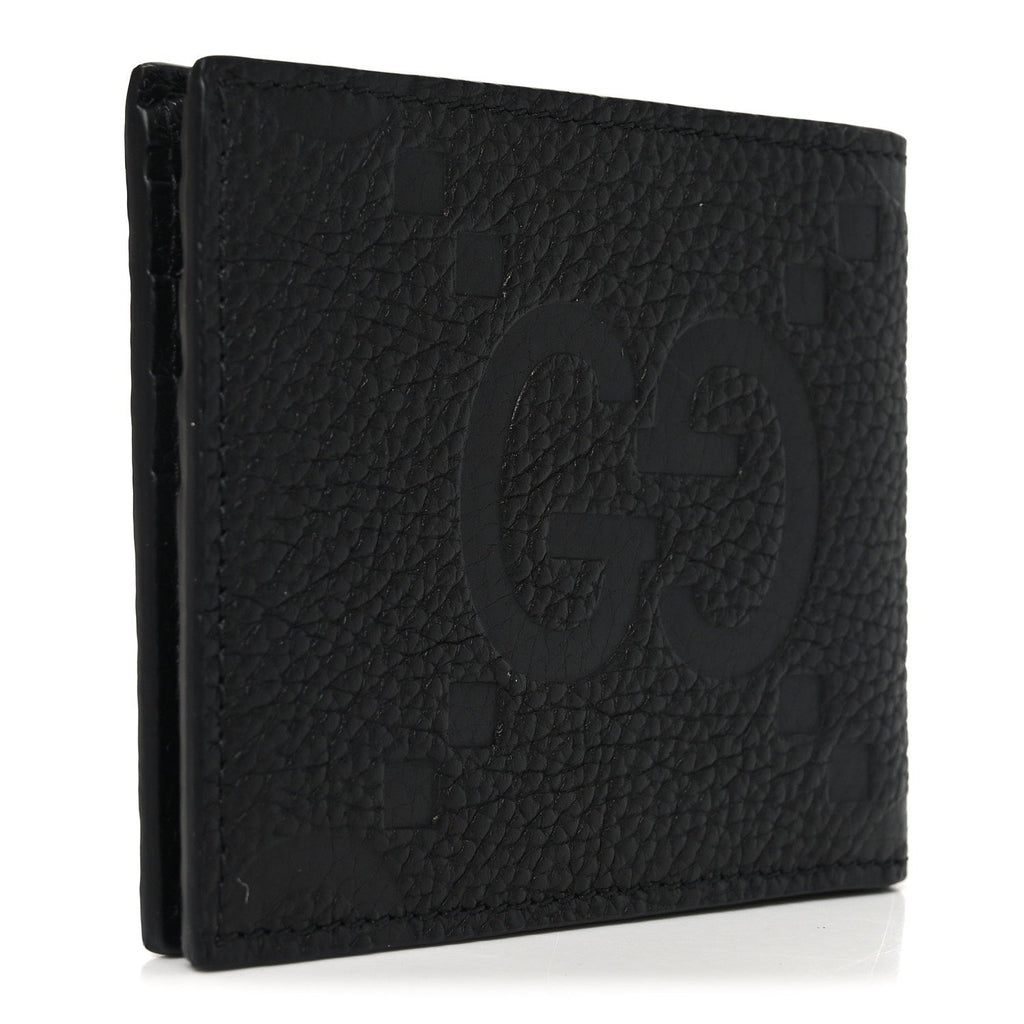 Piuma Calfskin Jumbo GG Embossed Wallet Black