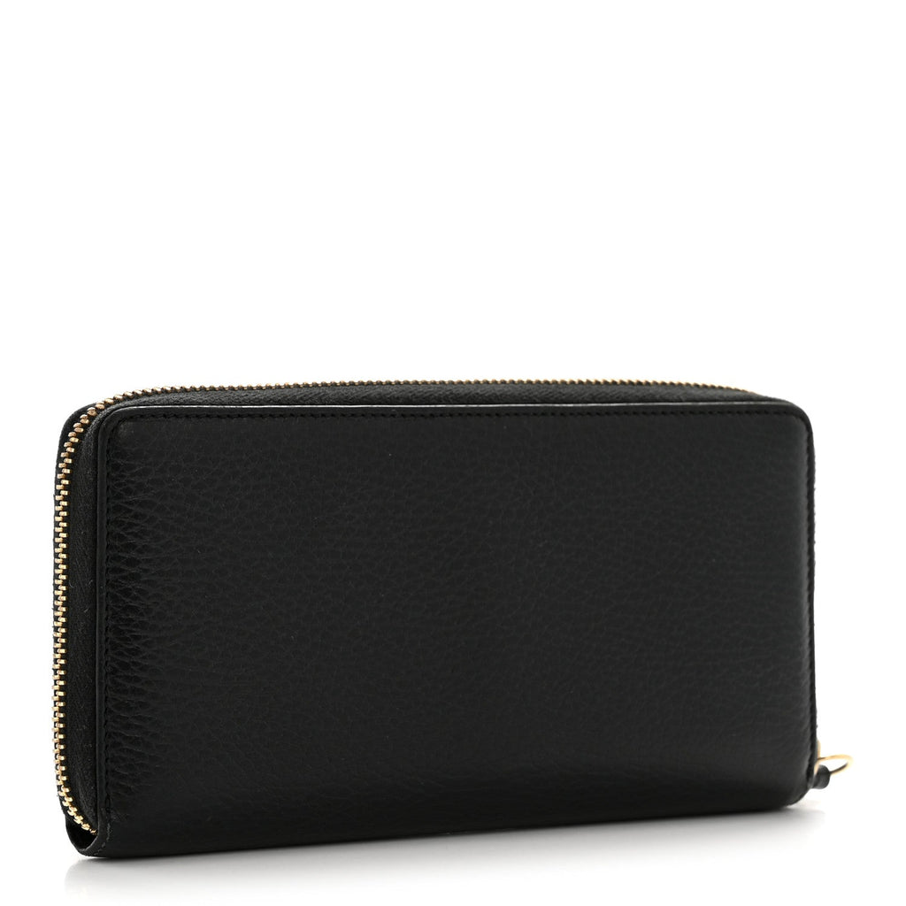 Dollar Calfskin GG Marmont Zip Around Wallet Black
