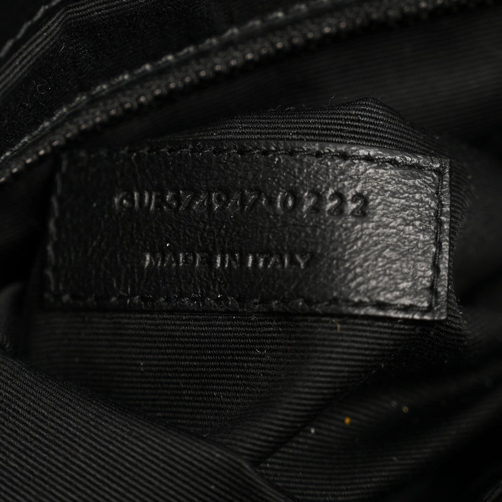 Calfskin Y Quilted Monogram Large Loulou Chain Satchel Black