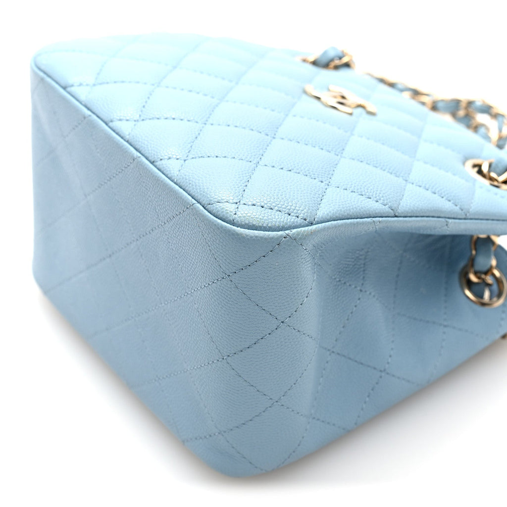 Caviar Quilted Mini Bucket Bag Blue