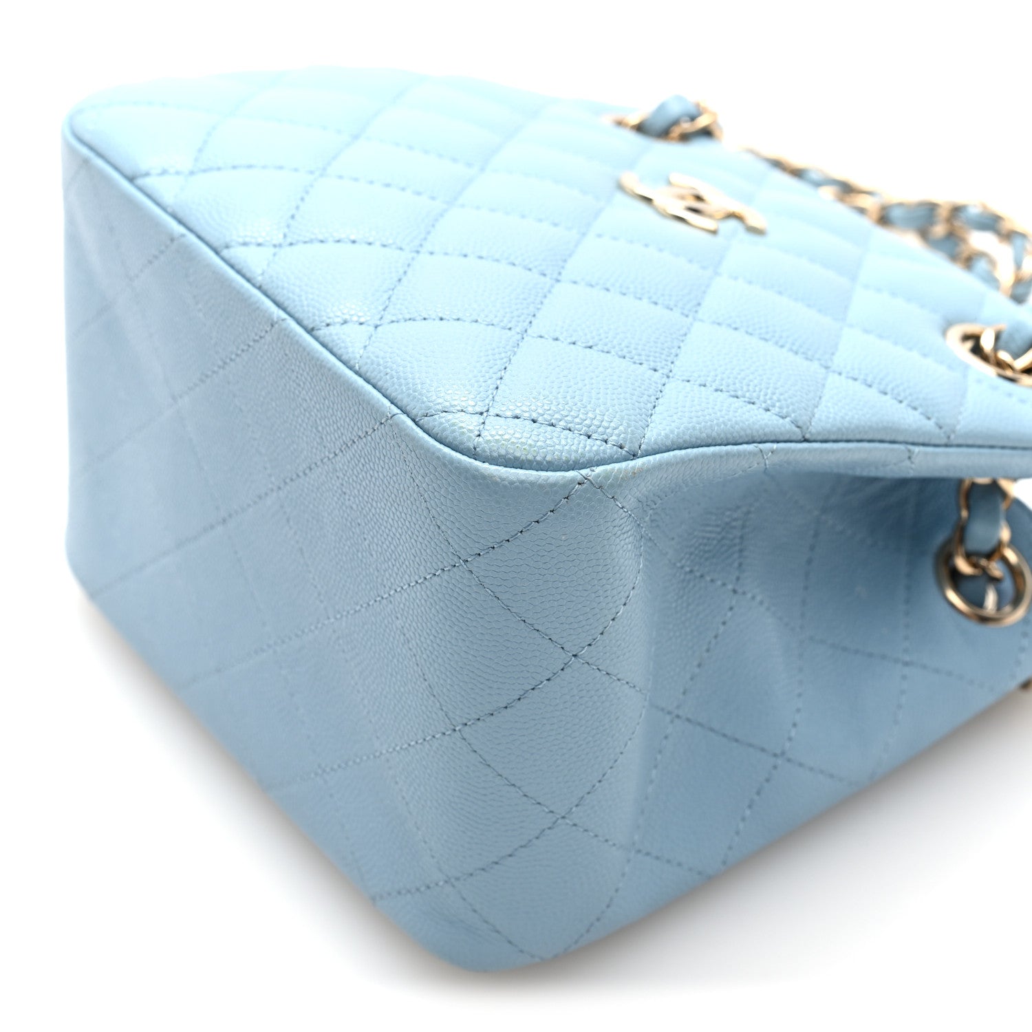 Caviar Quilted Mini Bucket Bag Blue