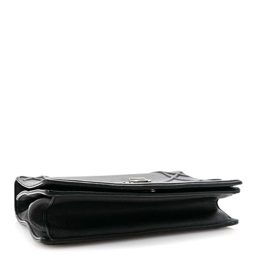 Grained Calfskin Medium Diorama Flap Bag Black