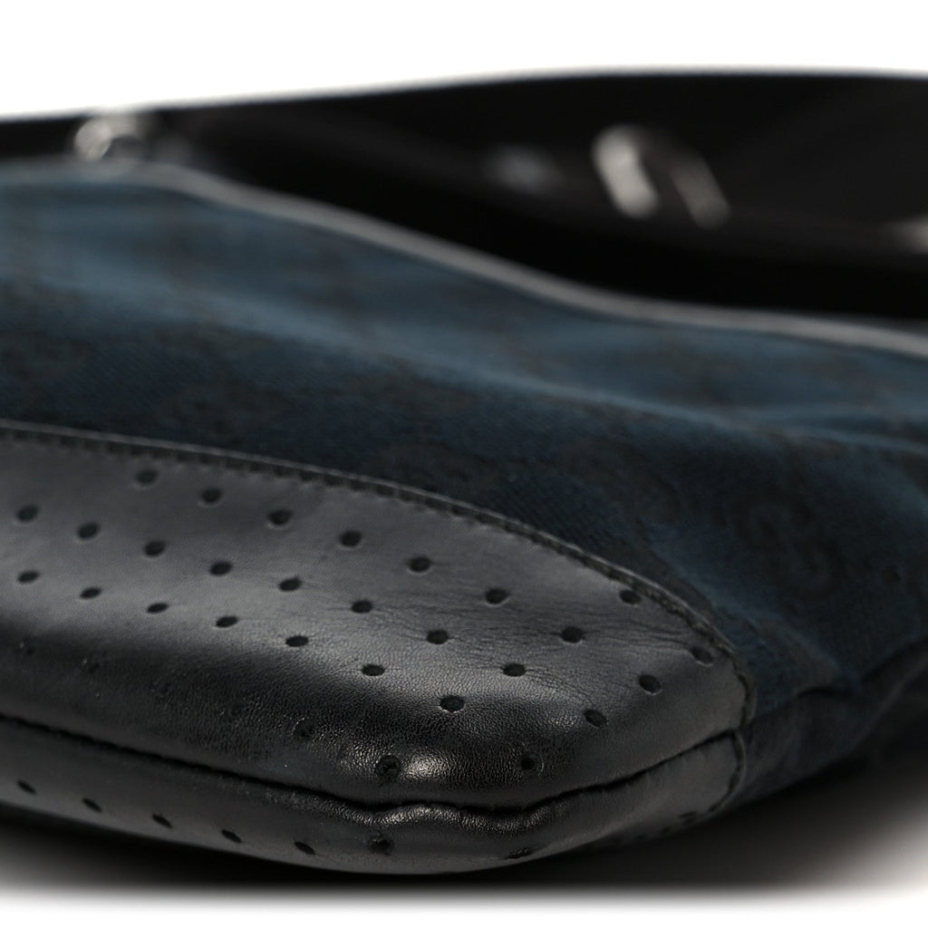 Monogram Calfskin Perforated Medium Flat Messenger Bag Black