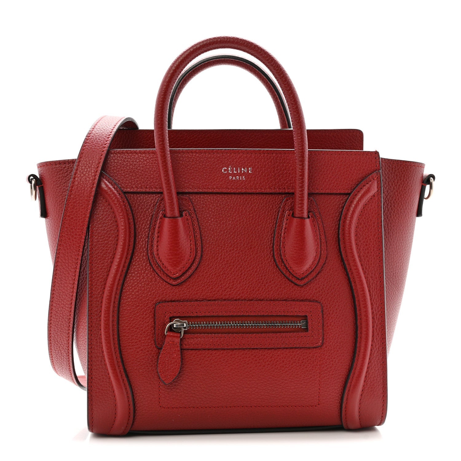 Drummed Calfskin Nano Luggage Merlot