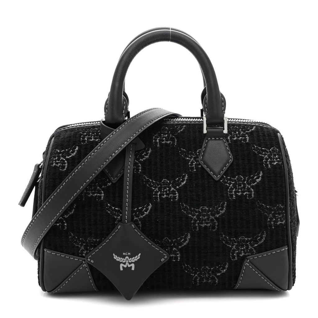 Lauretos Lurex Jacquard Small Ella Boston Bag Black