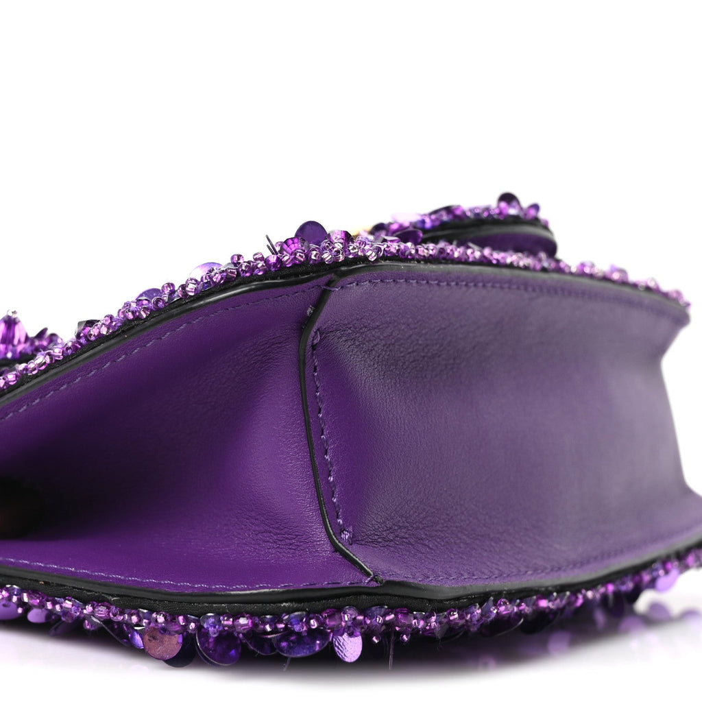 Sequin Crystal Vlogo Embroidered Small Loco Shoulder Bag Astral Purple