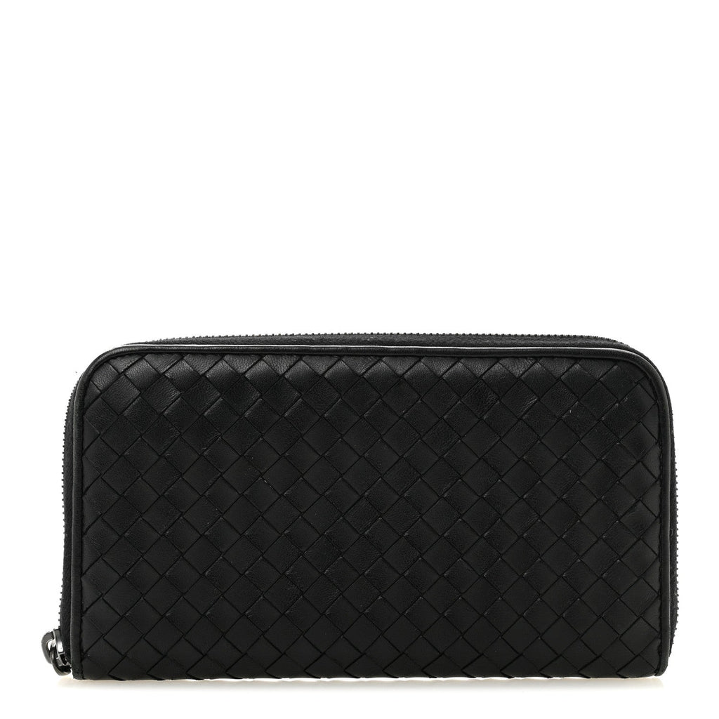 Nappa Intrecciato Zip Around Wallet Black